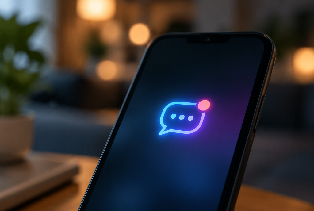 Smartphone showing a chat notification icon