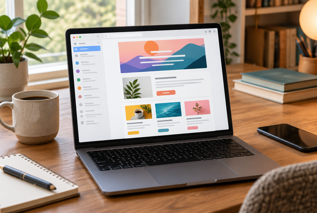 Laptop showing an email newsletter layout