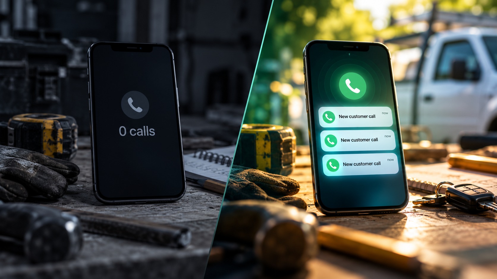 A contractor’s phone goes from zero calls to new customer call notifications.
